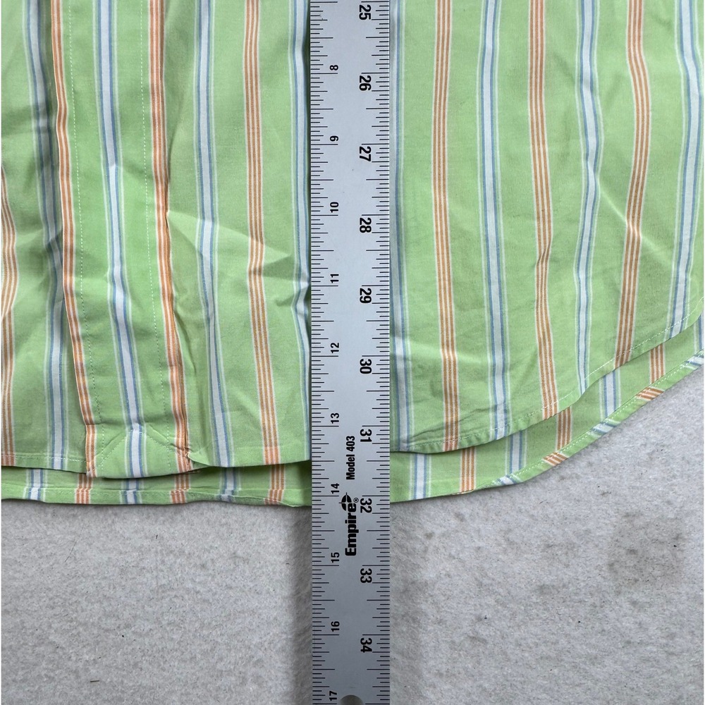 Ralph Lauren Classic Fit Mens 17 34/35 Green Orange Striped Button Down Shirt - Picture 5 of 7